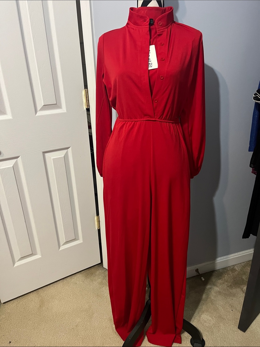 Red Long Sleeve jumpsuit by Fee et rit, large